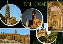 CPM Toulouse Hte Gar Basilique St Sernin La Place St Etienne et le Cathedrale vues de nuit Eglise Sa