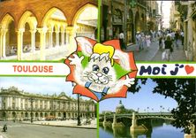 CPM Toulouse Le Cloitre des Jacobins Rue St Rome Le Capitole Le Pont St Pierre et le Dome de la Grav