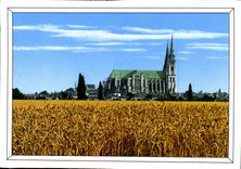 CPM Chartres Eure et Loir Perspective sur la Cathedrale XII XIII siecles 