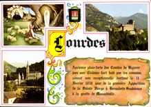 CPM Lourdes l'Apparition le Chateau fort la Basilique 