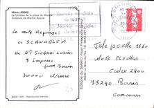 CPM Nimes la Fontaine de la Place du Marche sculpture de Martial Raysse 