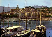 CPM Les Sites Merveilleux de la Cote d'Azur Menton Alpes Maritimes le Port et la vieille ville 