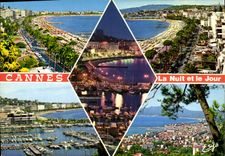 CPM La cote d'Azur cannes Am L la croisette et les Palaces la Croisette et le Suquet vue de nuit le 