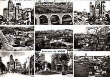 CPM Rodez Aveyron la Cathedrale vue generale et Viaduc Cathedrale Avenue victor Hugo vue generale pr