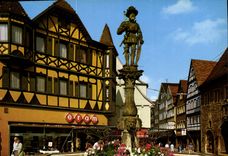 CPM Reutlingen Marktbrunnen Kaiser Maximilian und Wilhemstrabe 