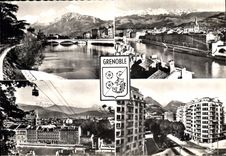CPM Les Belles Alpes Francaises Grenoble Chaine de Belledonne L'Isere et le Moucherotte Telepherique