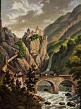 CPM Schloss Zenoberg von Ferdinand Runk gezeichnet und von P Piringer in Acquantinta gestochen 