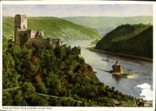 CPM Caub sur le Rhin le vieux chateau avec Palatinate 