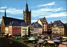 CPM Trier Hauptmarkt mit Petrusbrunnen und St Gangolph 