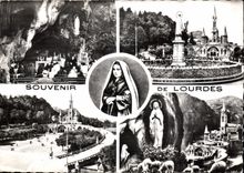 CPM Lourdes La Grotte miraculeuse La Basilique L'Apparition 