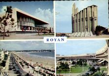 CPM Royan Cote de Beaute Le Palais des Congres L'Eglise Notre Dame La Plage vue generale Le Front de