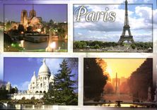 CPM Paris et ses Merveilles Notre Dame de Paris La Tour Eiffel la Basilique du Sacre Coeur le Jardin