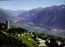 CPM Montana Vermala sur Sierre La Tour de Supercrans et Plaine du rhone en direction de Brigue 