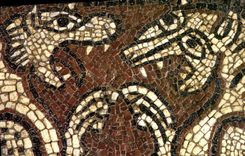 CPM Monastere de Ganagobie Prieure fonde avant 939 Eglise du XIIeme Mosaique du XIIeme detail Lions 