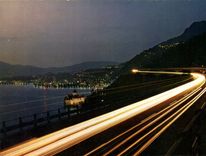 CPM Lac Leman le Chateau de Chillon et l'autoroute de nuit 