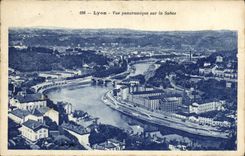 CPA Lyon Vue panoramique sur la saone 