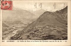CPA Lourdes La Vallee du Gave et la Chaine des Pyrenees vues du Pic du Jer 
