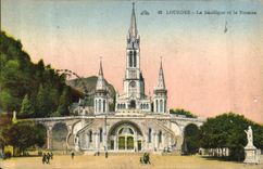 CPA Lourdes La Basilique et le Rosaire 