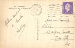 CPA Lourdes La Basilique vue du Chateau fort 