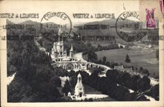 CPA Lourdes La Basilique et le Monument Interallie vus du Chateau fort 