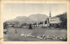 CPA Lourdes La Basilique et le Chateau Fort 
