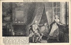 CPA Reproduction du Tableau de J J Rousseau 