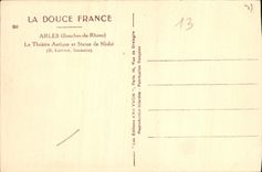 CPA Arles Bouches du Rhone le Theatre Antique et statue de Niobe