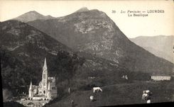 CPA Les Pyrenees Lourdes la Basilique Chevaux