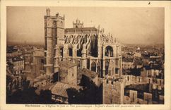 CPA Narbonne l'eglise St Just et Vue panoramique 