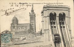 CPA Marseille les Ascenseurs et Notre Dame de la Garde 