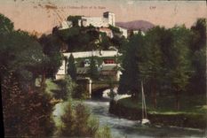 CPA Lourdes Le Chateau Fort et le Gave 