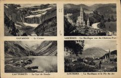CPA Gavarnie Le Cirque Lourdes la Basilique vue du Chateau Fort Cauterets Le Lac de Gaube Lourdes la