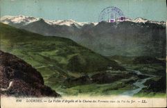 CPA Lourdes la vallee d'Argeles et la Chaine des Pyrenees vers du Pic du Jer 