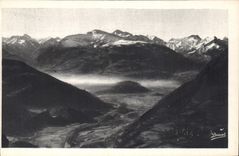 CPA Lourdes la valle d'Argeles et la Chaine des Pyrenees vues du Pic du Jer 