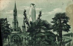 CPA Lourdes Hautes Pyrenees La Vierge couronnee et la Basilique 