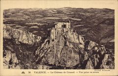 CPA Valence Le Chateau de Crussol vue prise en avion 