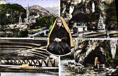 CPA Souvenir de Lourdes la Basilique la Grotte l'Apparation la Basilique Souterraine St Pie X 