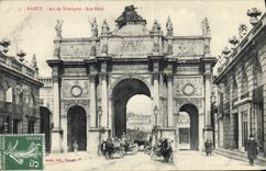 CPA Nancy Arc de Triomphe Rue Here 