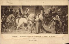 CPA Domremy Peintures Murales de la Basilique entree a Orleans 