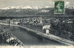 CPA Grenoble Vue generale et les Alpes Le Taillefer 