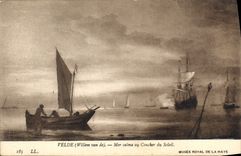 CPA Velde Willem van de Mer calme ay Coucher du Soleil 