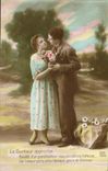 CPA Le Bonheur approche Bientot d'un grand nou connaitrong l'ivresse Femme