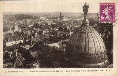 CPA Tours I et L Dome de la Basilique St Martin vue generale vers l'Hotel de Ville 