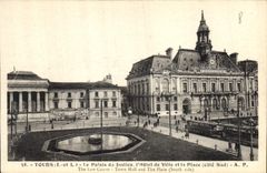 CPA Tours I et L le Palais de Justice l'Hotel de Ville et la Place cote Sud 