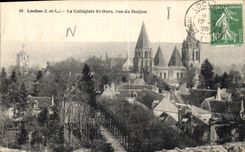 CPA Loches I et L la Collegiale St Ours vue du Donjon