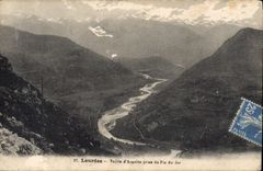 CPA Lourdes Vallee d'Argeles prise du Pic du Jer 