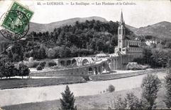 CPA Lourdes la Basilique les Piscines et le Calvaire 