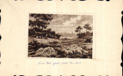 CPA Loin des yeux pres du cœur Moutons Agneaux