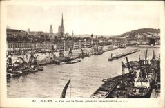 CPA Rouen Vue sur la Seine prise du transbourdeur Bateaux