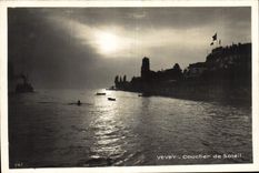 CPA Vevey Coucher de Soleil 